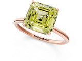 Rose gold Fancy Yellow Asscher  Cut Solitaire Engagement Ring with Thin Band and Four-Prong Setting_21