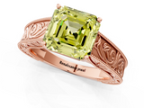 Rose gold Fancy Yellow Asscher  Cut Solitaire Engraved Band with Four-Prong Setting_1