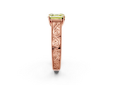 Rose gold Fancy Yellow Asscher  Cut Solitaire Engraved Band with Four-Prong Setting_2