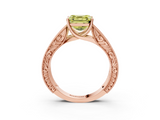 Rose gold Fancy Yellow Asscher  Cut Solitaire Engraved Band with Four-Prong Setting_3