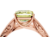 Rose gold Fancy Yellow Asscher  Cut Solitaire Engraved Band with Four-Prong Setting_4