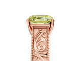 Rose gold Fancy Yellow Asscher  Cut Solitaire Engraved Band with Four-Prong Setting_5