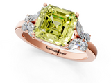Rose gold Fancy Yellow Asscher  Cut Solitaire Floral Diamond Ring with Four-Prong Setting_1