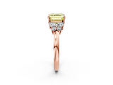 Rose gold Fancy Yellow Asscher  Cut Solitaire Floral Diamond Ring with Four-Prong Setting_2