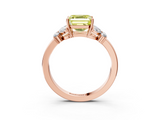 Rose gold Fancy Yellow Asscher  Cut Solitaire Floral Diamond Ring with Four-Prong Setting_3