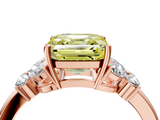 Rose gold Fancy Yellow Asscher  Cut Solitaire Floral Diamond Ring with Four-Prong Setting_4