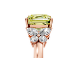 Rose gold Fancy Yellow Asscher  Cut Solitaire Floral Diamond Ring with Four-Prong Setting_5