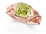 Rose gold Fancy Yellow Asscher Cut Solitaire Intertwined Band Prong Setting Ring_1