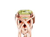 Rose gold Fancy Yellow Asscher Cut Solitaire Intertwined Band Prong Setting Ring_5