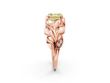 Rose gold Fancy Yellow Asscher Cut Solitaire Leaf-Inspired Engagement Ring with Prong Setting_14