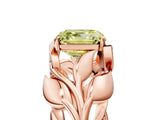 Rose gold Fancy Yellow Asscher Cut Solitaire Leaf-Inspired Engagement Ring with Prong Setting_17