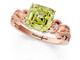 Rose gold Fancy Yellow Asscher Cut Solitaire Milgrain Leaf Band with Prong Setting_13