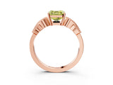 Rose gold Fancy Yellow Asscher Cut Solitaire Milgrain Leaf Band with Prong Setting_15