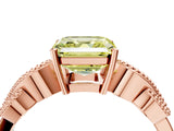 Rose gold Fancy Yellow Asscher Cut Solitaire Milgrain Leaf Band with Prong Setting_16