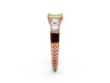 Rose gold Fancy Yellow Asscher Cut Solitaire Princess Side Stone Engraved Band Prong Setting Ring_2
