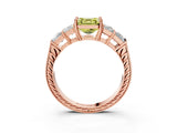 Rose gold Fancy Yellow Asscher Cut Solitaire Princess Side Stone Engraved Band Prong Setting Ring_3