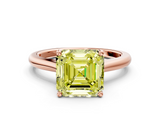 Rose gold Fancy Yellow Asscher  Cut Solitaire Ring with Cathedral Band and Four-Prong Setting