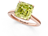 Rose gold Fancy Yellow Asscher  Cut Solitaire Ring with Cathedral Band and Four-Prong Setting_1