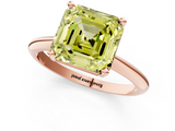 Rose gold Fancy Yellow Asscher  Cut Solitaire Ring with Four-Prong Setting on a Classic Band_1