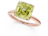 Rose gold Fancy Yellow Asscher  Cut Solitaire Ring with Thin Band and Four-Prong Setting_18