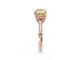 Rose gold Fancy Yellow Asscher Cut Solitaire Split Shank Pave Diamond Engagement Ring with Four-Prong Setting_2