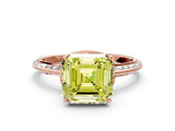 Rose gold Fancy Yellow Asscher Cut Solitaire Split Shank Pave Diamond Engagement Ring with Four-Prong Setting_24