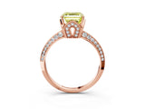 Rose gold Fancy Yellow Asscher Cut Solitaire Split Shank Pave Diamond Engagement Ring with Four-Prong Setting_3