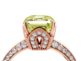 Rose gold Fancy Yellow Asscher Cut Solitaire Split Shank Pave Diamond Engagement Ring with Four-Prong Setting_4