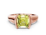 Rose gold Fancy Yellow Asscher Cut Solitaire Tension Set Diamond Ring with Split Shank Band