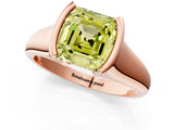 Rose gold Fancy Yellow Asscher Cut Solitaire Tension Set Diamond Ring with Split Shank Band_1