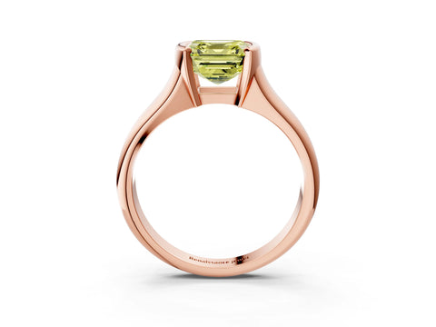 Rose gold Fancy Yellow Asscher Cut Solitaire Tension Set Diamond Ring with Split Shank Band_3