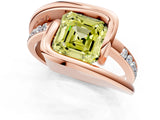 Rose gold Fancy Yellow Asscher Cut Solitaire Tension-Set Diamond Split Shank Ring_1