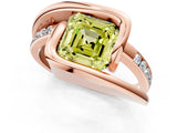 Rose gold Fancy Yellow Asscher Cut Solitaire Tension-Set Diamond Split Shank Ring_7