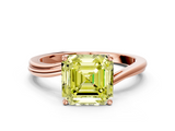 Rose gold Fancy Yellow Asscher  Cut Solitaire Twist Band Ring with Four-Prong Setting_18