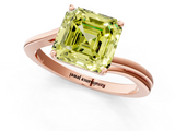 Rose gold Fancy Yellow Asscher  Cut Solitaire Twist Band Ring with Four-Prong Setting_19