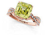 Rose gold Fancy Yellow Asscher Cut Solitaire Twist Pave Diamond Engagement Ring with Prong Setting_1