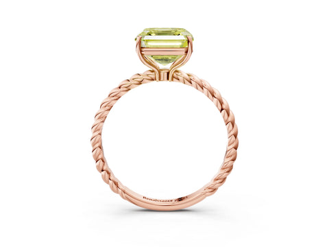 Rose gold Fancy Yellow Asscher Cut Solitaire Twisted Band 4-Prong Ring_3