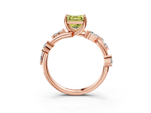 Rose gold Fancy Yellow Asscher Cut Solitaire Twisted Band Marquise Accent Prong Setting Ring_3
