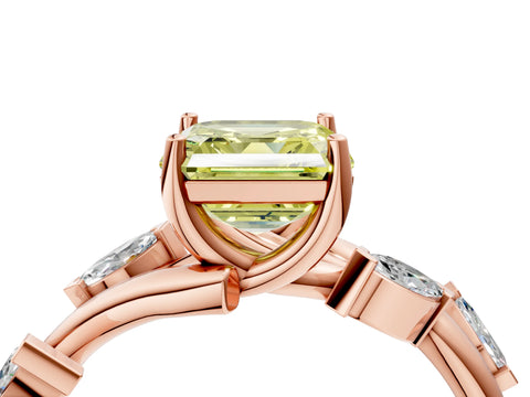 Rose gold Fancy Yellow Asscher Cut Solitaire Twisted Band Marquise Accent Prong Setting Ring_4