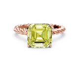 Rose gold Fancy Yellow Asscher  Cut Solitaire Twisted Band with Four-Prong Setting_29