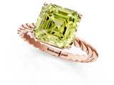 Rose gold Fancy Yellow Asscher  Cut Solitaire Twisted Band with Four-Prong Setting_30