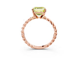 Rose gold Fancy Yellow Asscher  Cut Solitaire Twisted Band with Four-Prong Setting_32