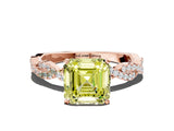 Rose gold Fancy Yellow Asscher Cut Solitaire Twisted Pave Band with Four-Prong Setting_3