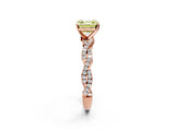 Rose gold Fancy Yellow Asscher Cut Solitaire Twisted Pave Band with Four-Prong Setting_5