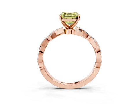Rose gold Fancy Yellow Asscher Cut Solitaire Twisted Pave Band with Four-Prong Setting_6