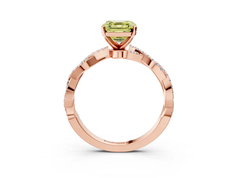Rose gold Fancy Yellow Asscher Cut Solitaire Twisted Pave Band with Four-Prong Setting_7
