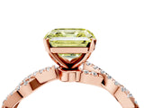 Rose gold Fancy Yellow Asscher Cut Solitaire Twisted Pave Band with Four-Prong Setting_8