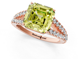 Rose gold Fancy Yellow Asscher  Cut Split Shank Pave Diamond Engagement Ring with Four-Prong Setting_1