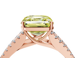 Rose gold Fancy Yellow Asscher  Cut Split Shank Pave Diamond Engagement Ring with Four-Prong Setting_4