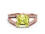 Rose gold Fancy Yellow Asscher  Cut Split Shank Pave Diamond Ring with Four-Prong Setting_17